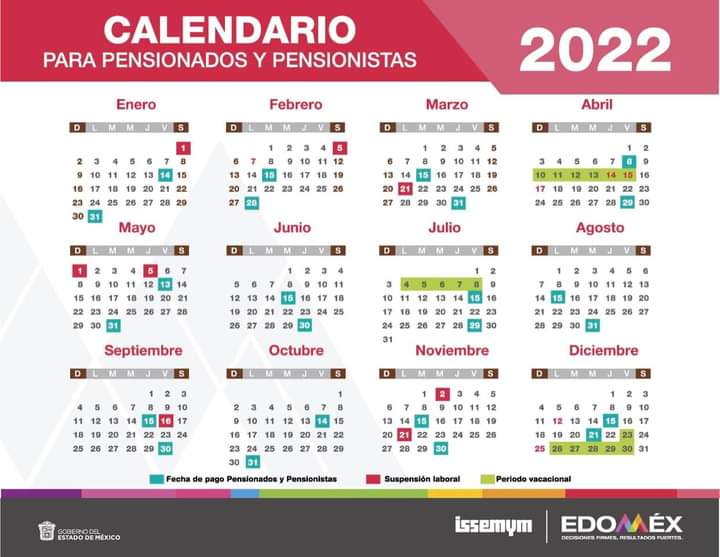 Calendario para Pensionados y Pensionistas